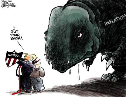 Political cartoon U.S. Trump economy tariffs inflation
