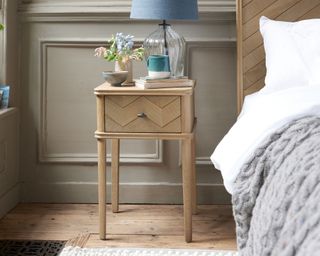 bed and bedside table
