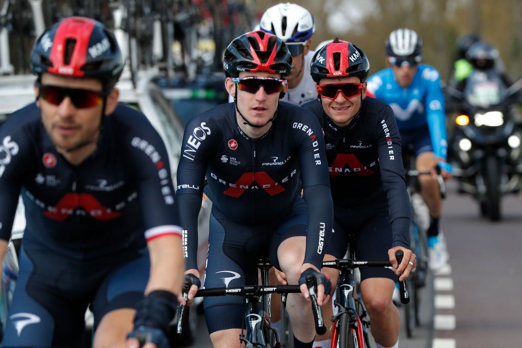BERG NETHERLANDS APRIL 18 Eddie Dunbar of Ireland Thomas Pidcock of United Kingdom and Team INEOS Grenadiers during the 55th Amstel Gold Race 2021 Mens Elite a 2167km race from Valkenburg to Berg en Terblijt Amstelgoldrace amstelgoldrace on April 18 2021 in Berg Netherlands Photo by Bas CzerwinskiGetty Images