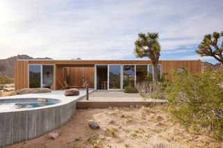 Homestead Modern's Landing House facade in desert