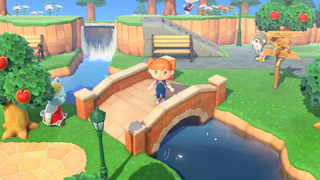 A character stands on a bridge in Animal Cross, one of the best cozy games on Switch