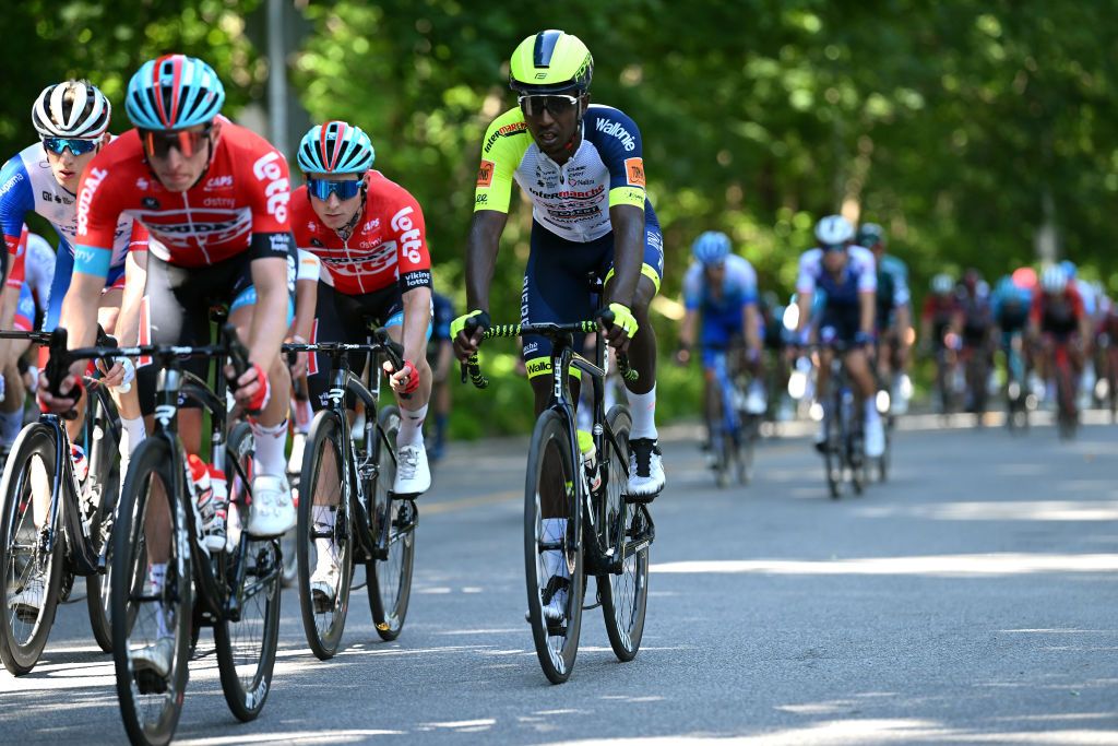 MONTREAL QUEBEC SEPTEMBER 11 Hailu Biniam Girmay of Eritrea and Team Intermarch Wanty Gobert Matriaux competes during the 11th Grand Prix Cycliste de Montreal 2022 a 221km one day race from Montreal to Montreal GPCQM WorldTour on September 11 2022 in Montreal Quebec Photo by Dario BelingheriGetty Images