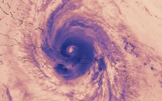 The Suomi NPP satellite provided this thermal image of Hurricane Maria on Sept. 21, 2017, shortly after the storm moved off the coast of Puerto Rico.