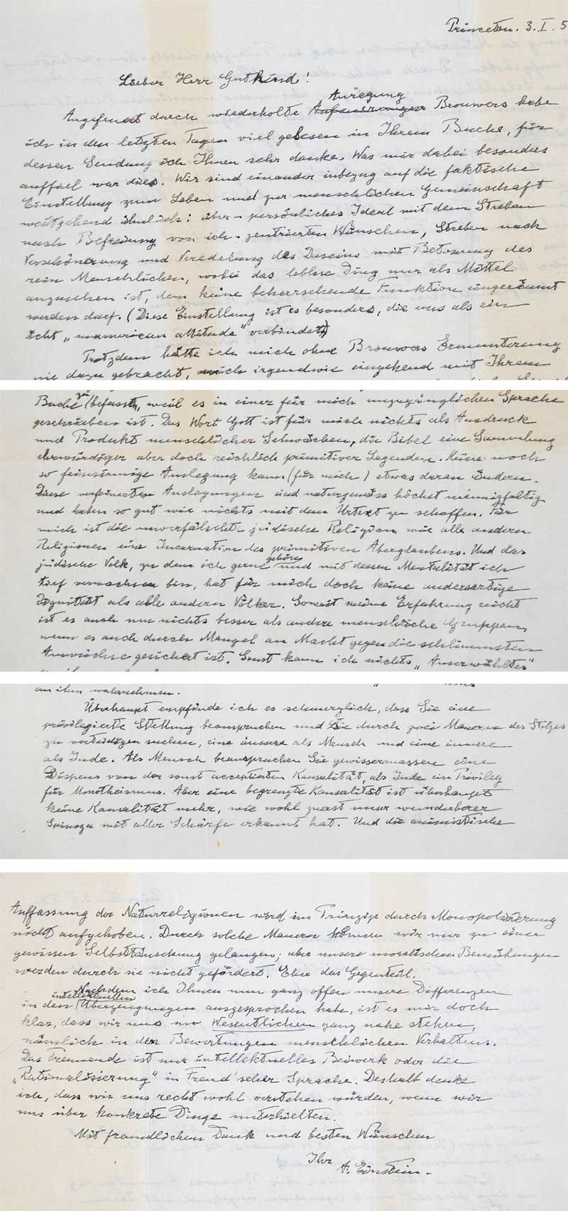 handwritten &quot;god&quot; letter from Albert Einstein