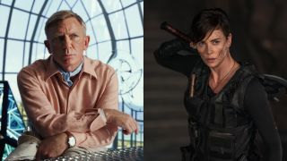 Daniel Craig in Glass Onion: A Knives Out Mystery and Charlize Theron in The Old Guard