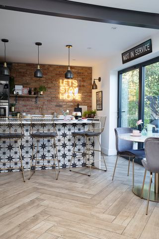 Kitchen extension with exposed brick wall