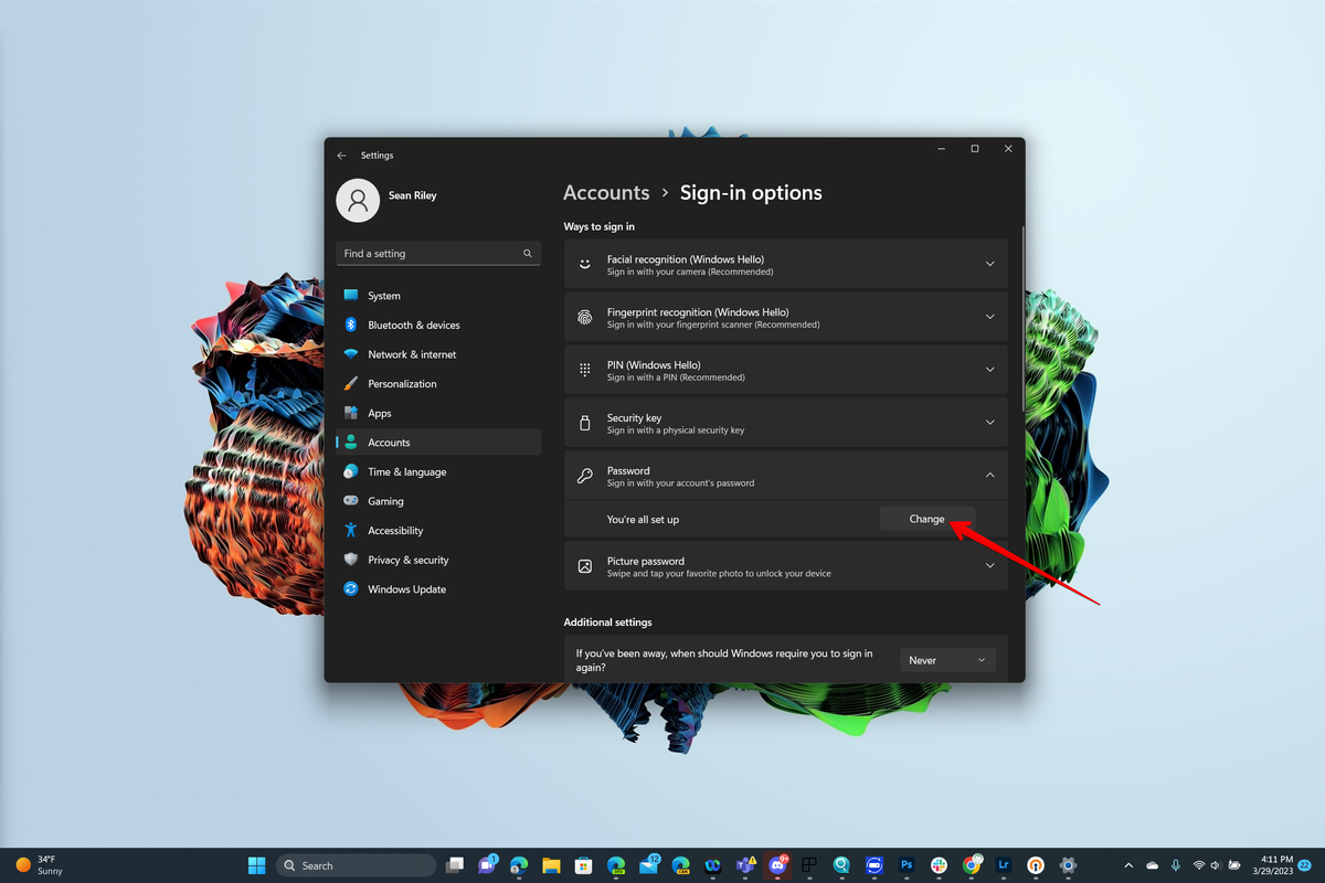 how to create password in laptop windows 11