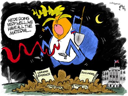 Political Cartoon U.S. Trump impeachment evidence