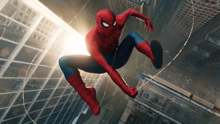 Spider-Man swinging through New York