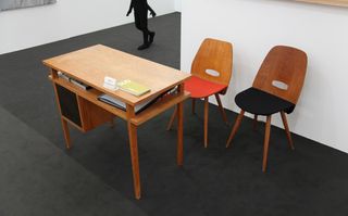 Wooden table desk with wooden chairs
