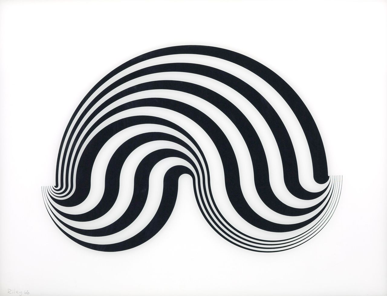 Untitled (Fragment 5), screen print on plexiglass, 1965, by Bridget Riley (b.1931), 24in by 31 1⁄3in, private collection.