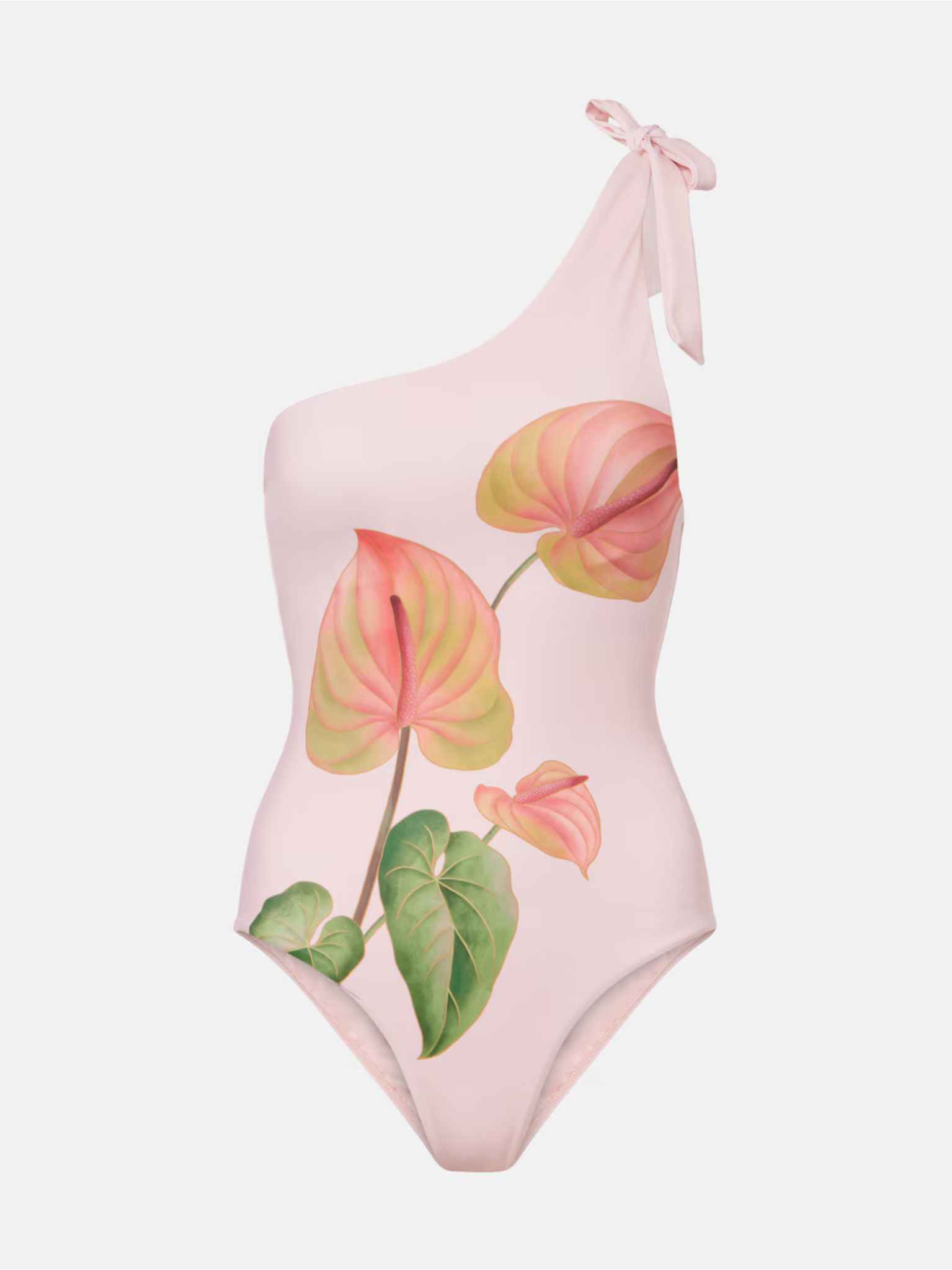 Farm Rio Anturium One-Shoulder Swimsuit in Pink