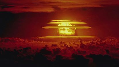 The Castle Bravo nuclear detonation is seen here.