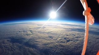 University of Leicester students take stunning footage of the curvature of Earth from a high-altitude weather balloon.