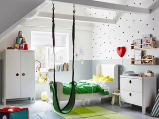 Bedroom with play space by Ikea