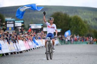 Tom Pidcock of Great Britain wins the elite men’s cross-country race at Mountain Bike World Championship