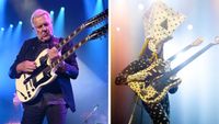 Left&ndash;Alex Lifeson of Rush performs during the opening night at The Kia Forum on June 07, 2026 in Inglewood; Right&ndash; Angine de Poitrine performs at the Electric Ballroom on May 11, 2026 in London