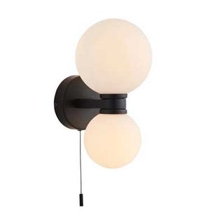 modern black two light wall light for bathroom