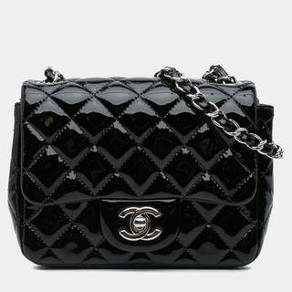 Chanel Black Mini Square Classic Patent Single Flap