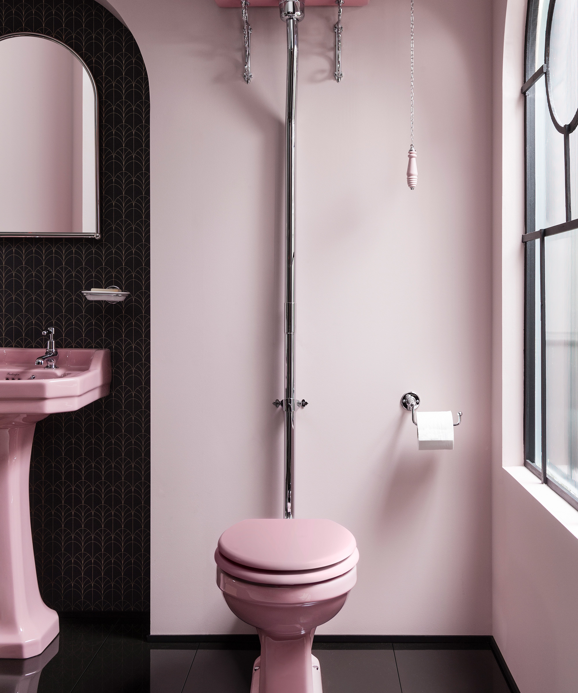 pink toilet and pink basin