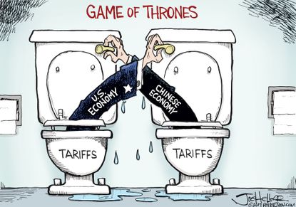 Political Cartoon World China and U.S. Tariffs