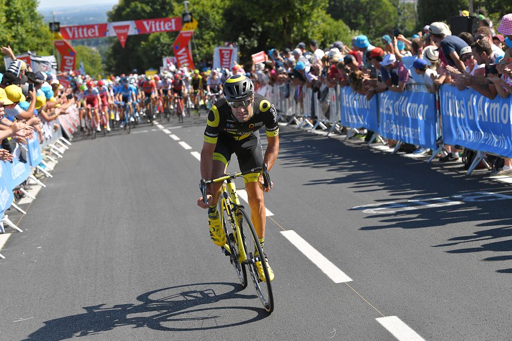 Damien Gaudin (Direct Energie) attacks near the end of stage 6 at the Tour de France
