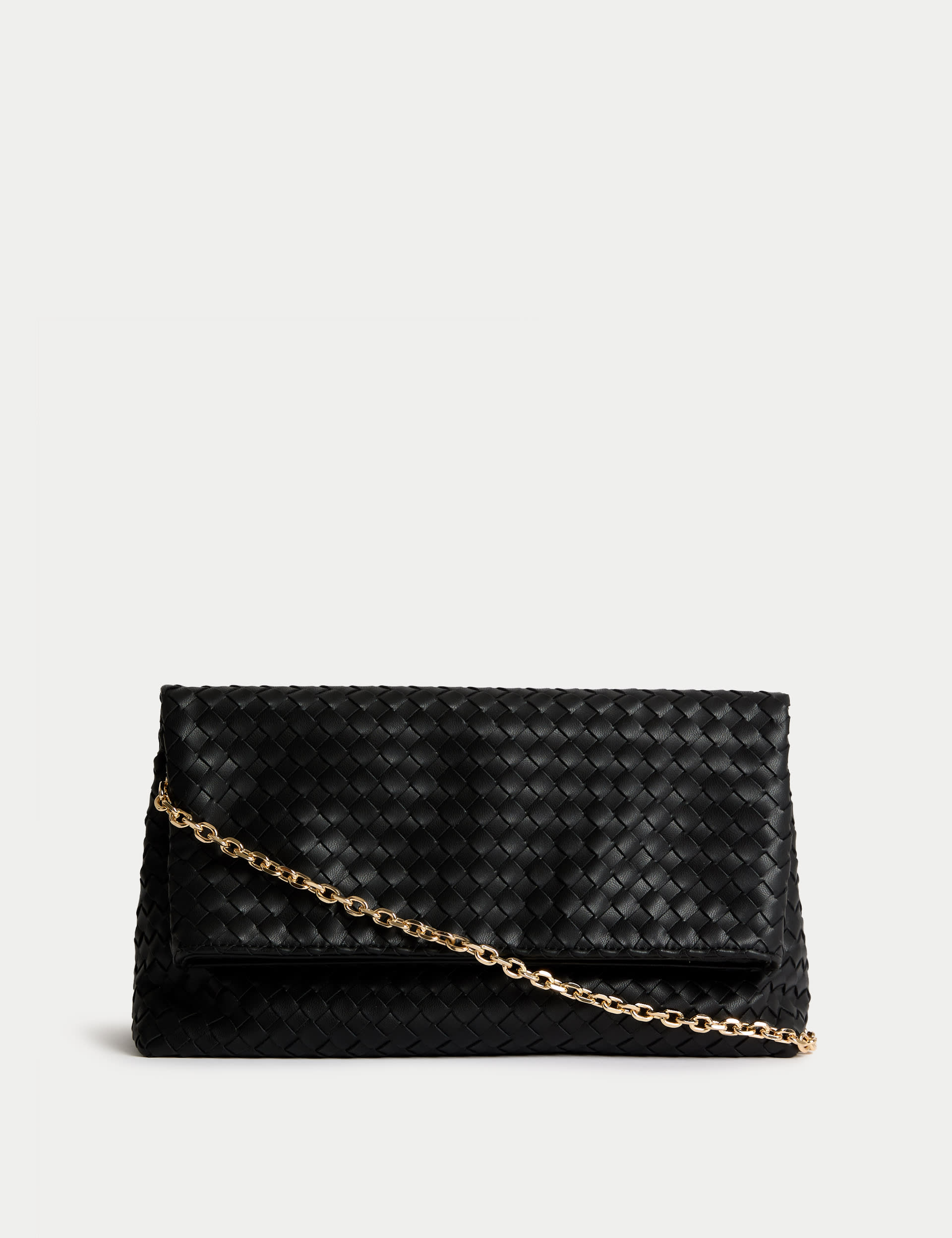 Faux Leather Woven Clutch Bag