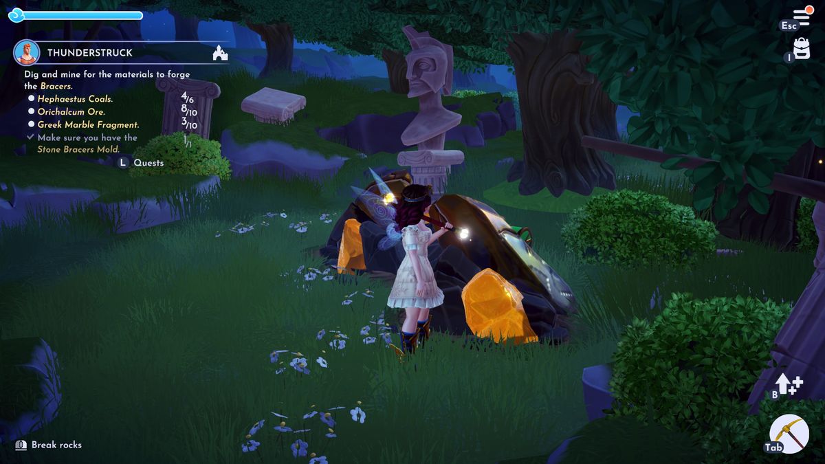 Two materials in the dark woods in Disney Dreamlight Valley