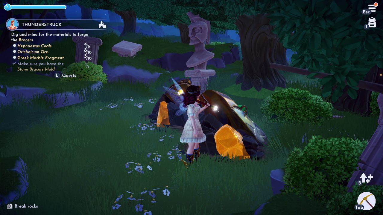 Two materials in the dark woods in Disney Dreamlight Valley