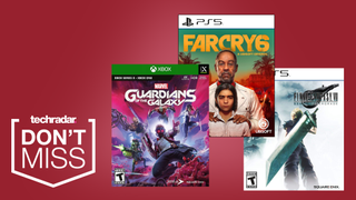 Marvel's Guardians of the Galaxy, Far Cry 6 and Final Fantasy 7 boxart next to a Don't Miss sign