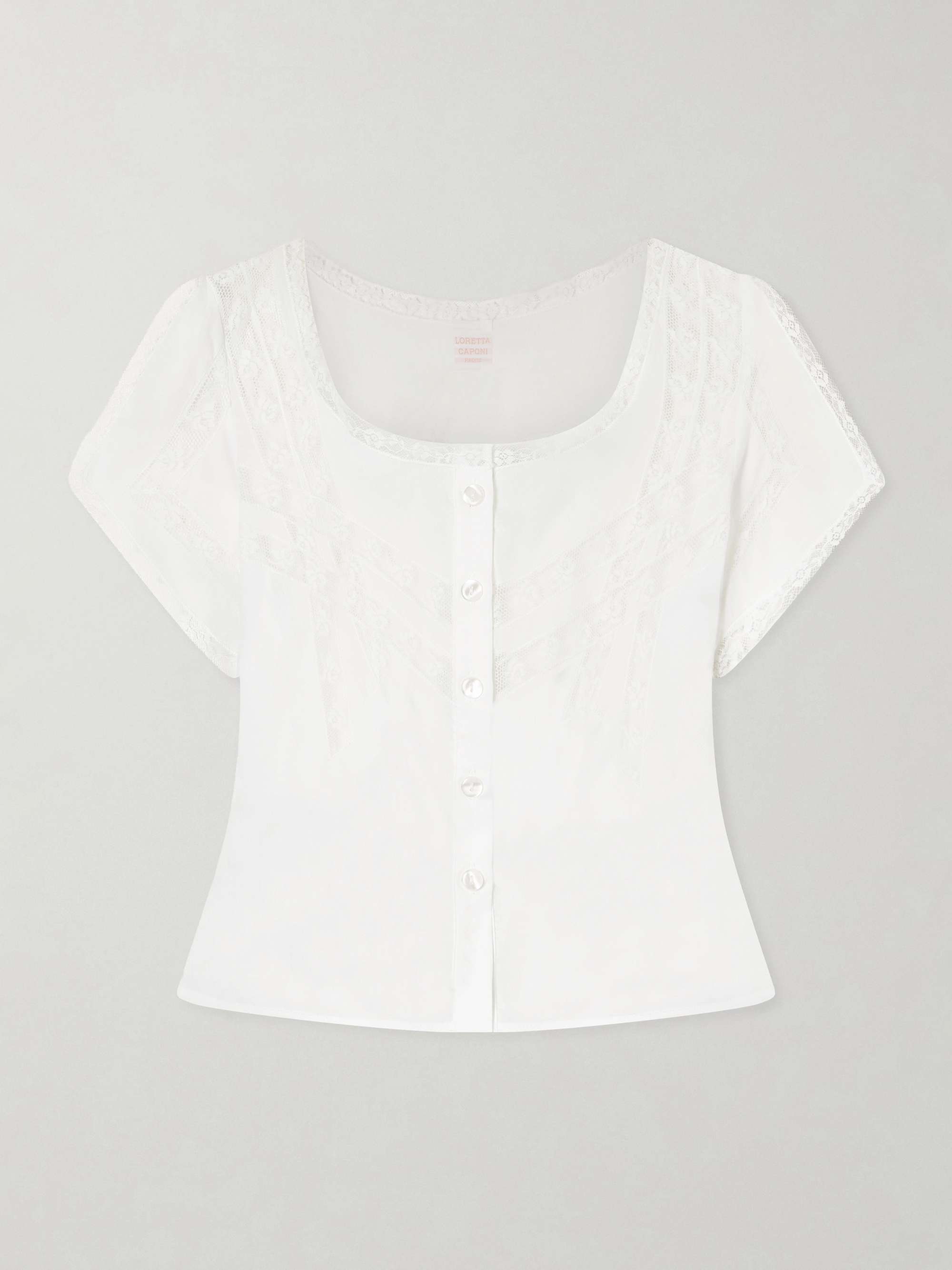 Angela Lace-Trimmed Cotton Blouse