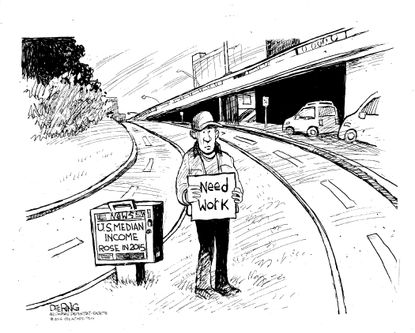Editorial cartoon U.S. economy unemployment median income