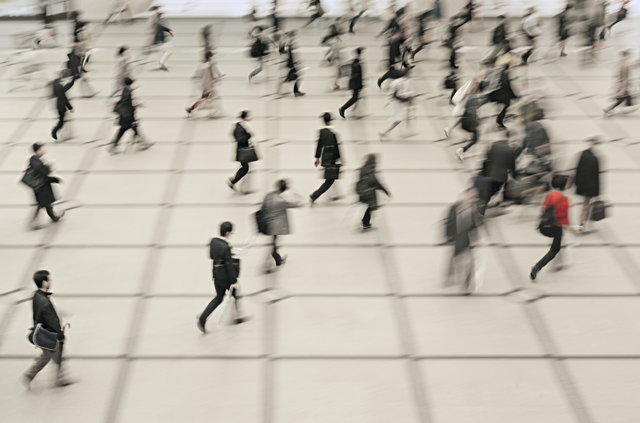 workers in motion blurred