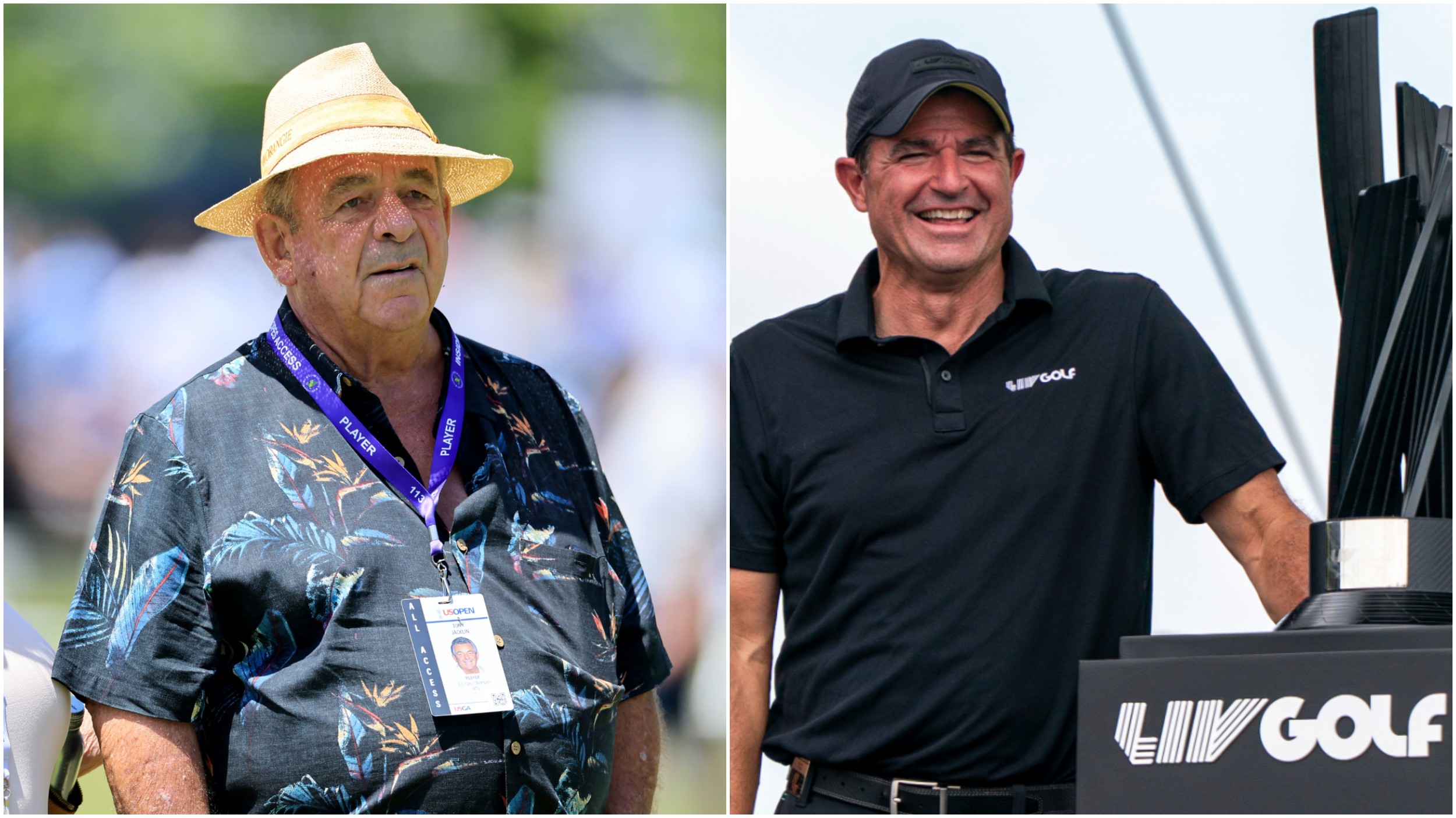 Former Ryder Cup captain Tony Jacklin with LIV Golf CEO Scott O'Neil