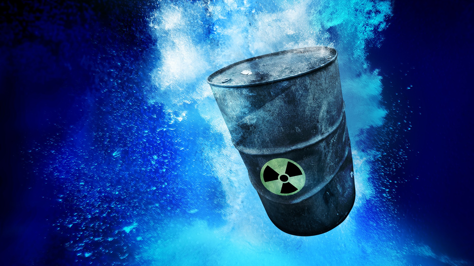 Radioactive barrel in ocean