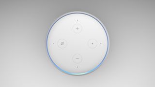 The Amazon Echo Dot (3rd Generation) in white on a white surface