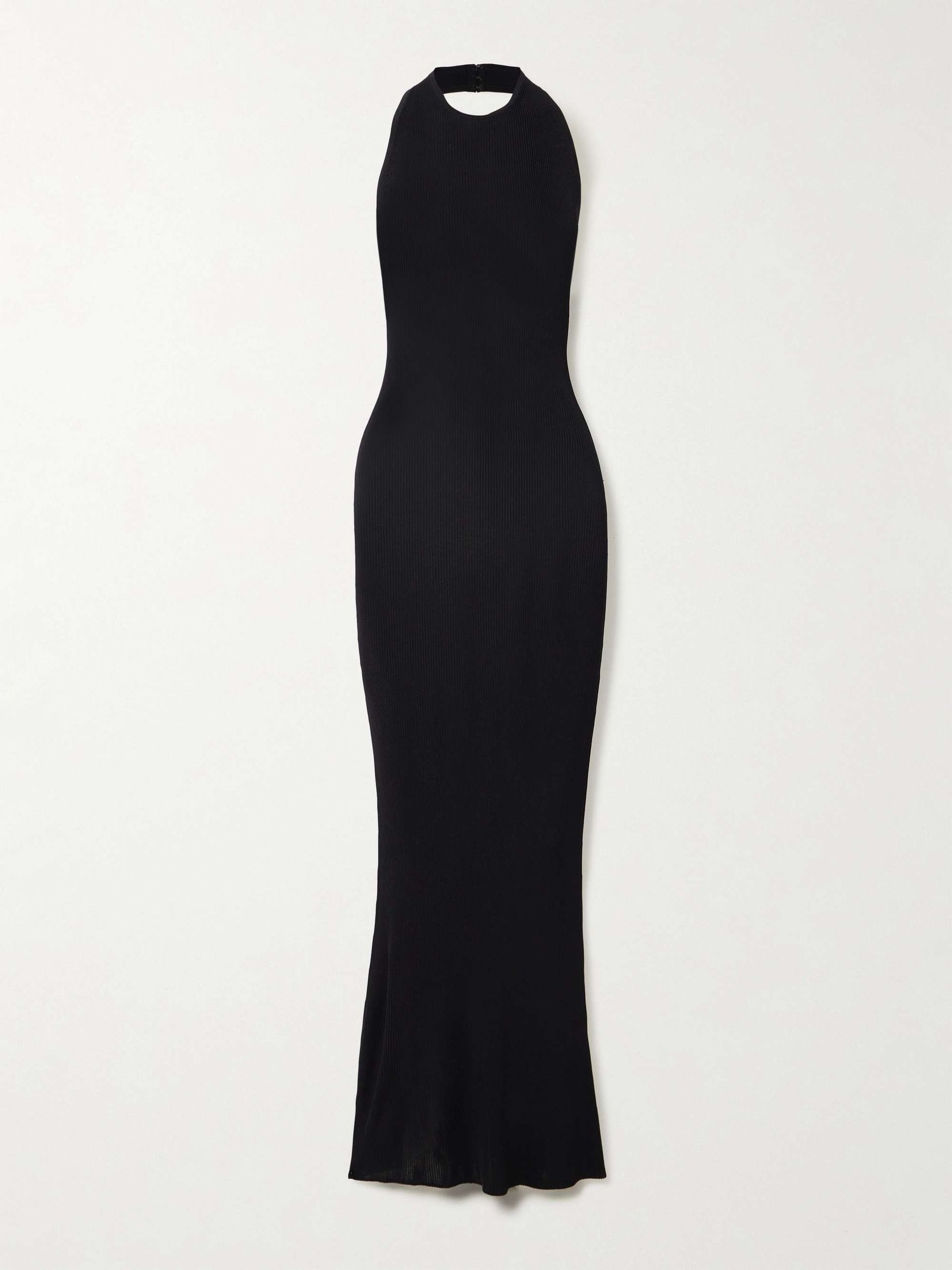 Gertrude Ribbed-Knit Halterneck Maxi Dress