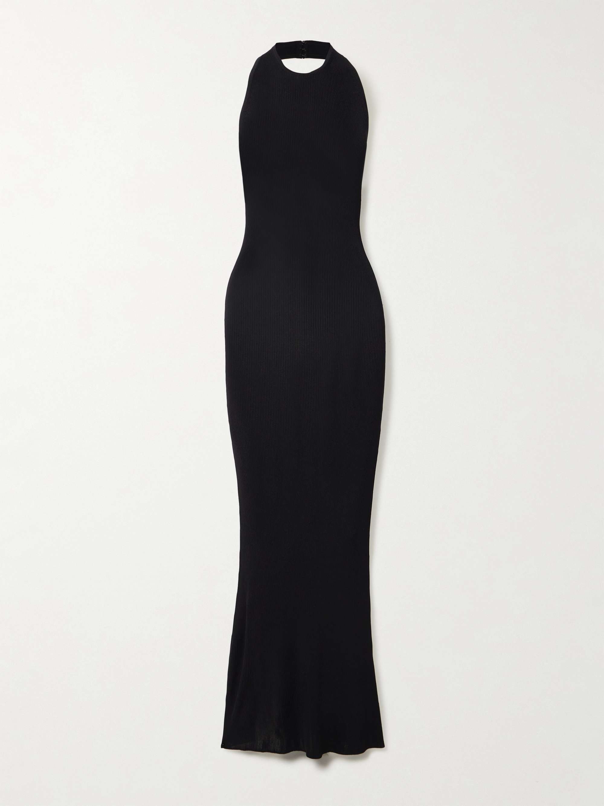 Gertrude Ribbed-Knit Halterneck Maxi Dress