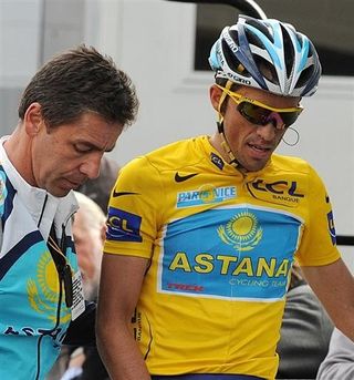 Alberto Contador (Astana) was shattered after losing three minutes on the final 15km.