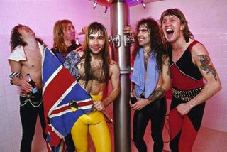 Iron Maiden after a show looking all sweaty