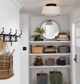mudroom with hooks and shelving