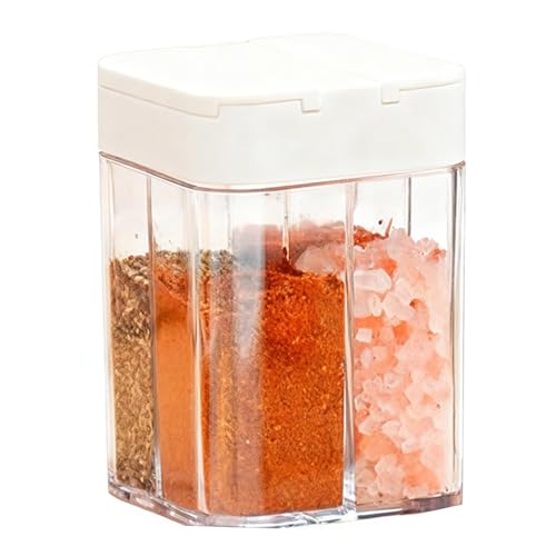 Yafiygi 4-In-1 Camping Spice Containers Portable Multi Shaker Container for Travel Spices Seasoning Kit and Mini Organizer Set Salt and Pepper Jars for Camp Cooking and Traveling Essentials