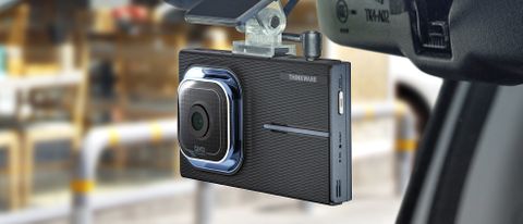 The Thinkware X1000 dash cam mounted inside a car windshield