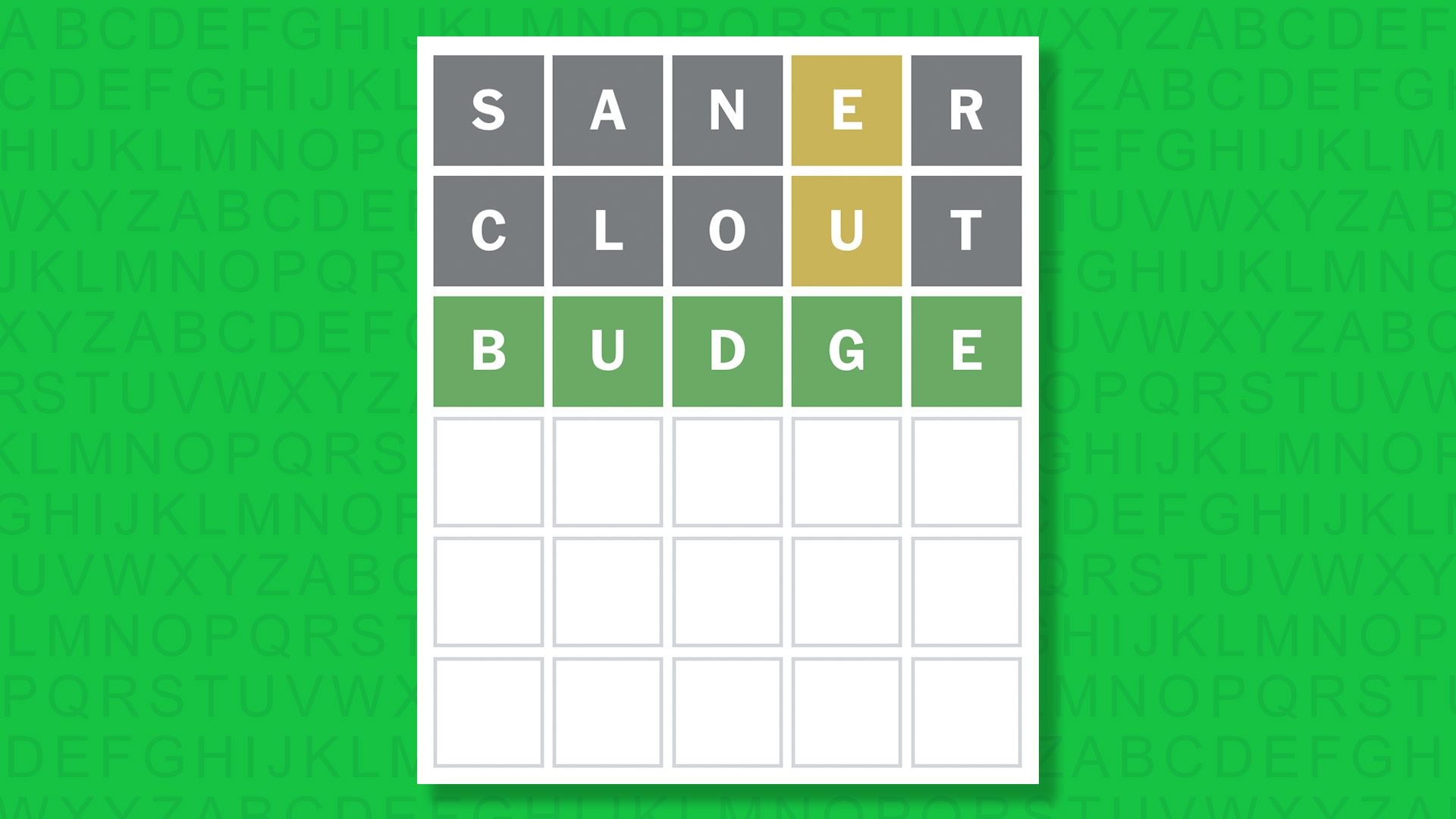 NYT Wordle answer for game 1783 on a green background
