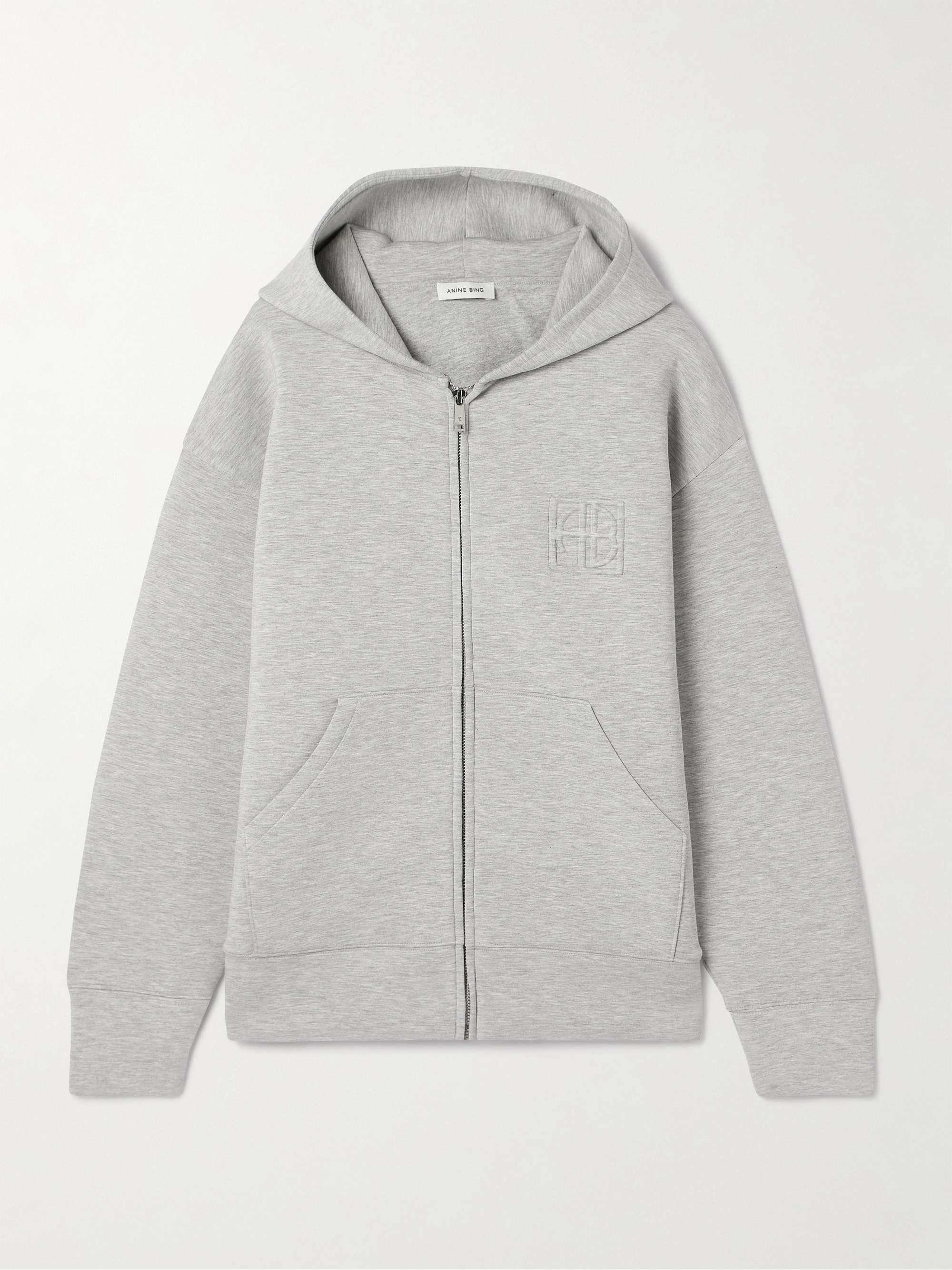 Embossed Stretch-Jersey Hoodie