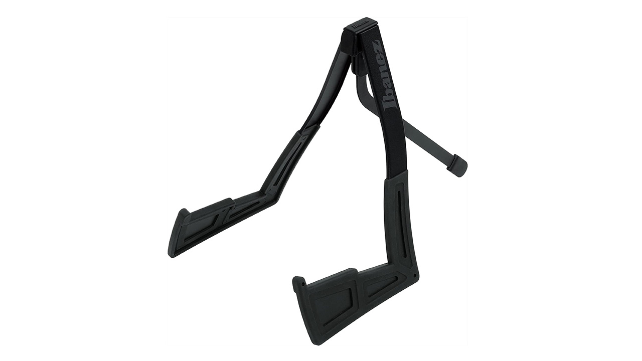 An Ibanez ST101 portable guitar stand