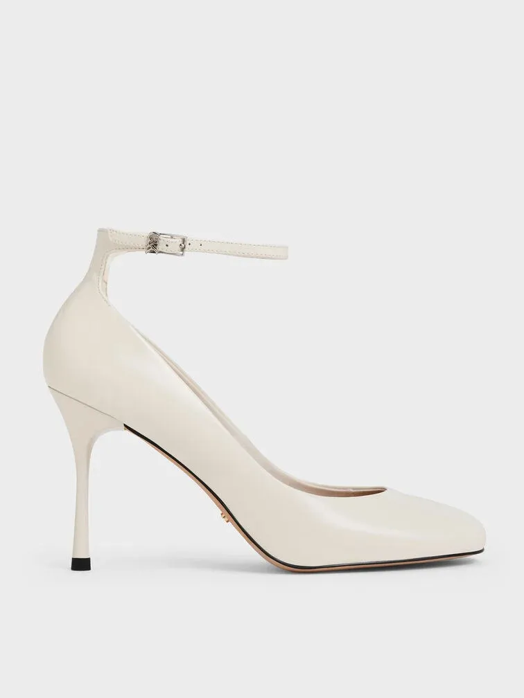 Charles & Keith, Aretha Patent Leather Ankle-Strap Stiletto