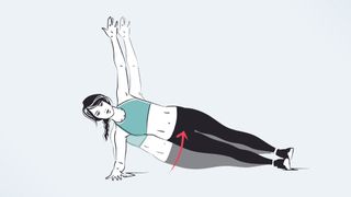 a photo of a woman doing side plank dips