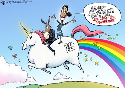 Political Cartoon U.S. Alexandria Ocasio-Cortez Green new deal