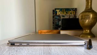 Lenovo Yoga 9i Gen 8 review unit on a desk